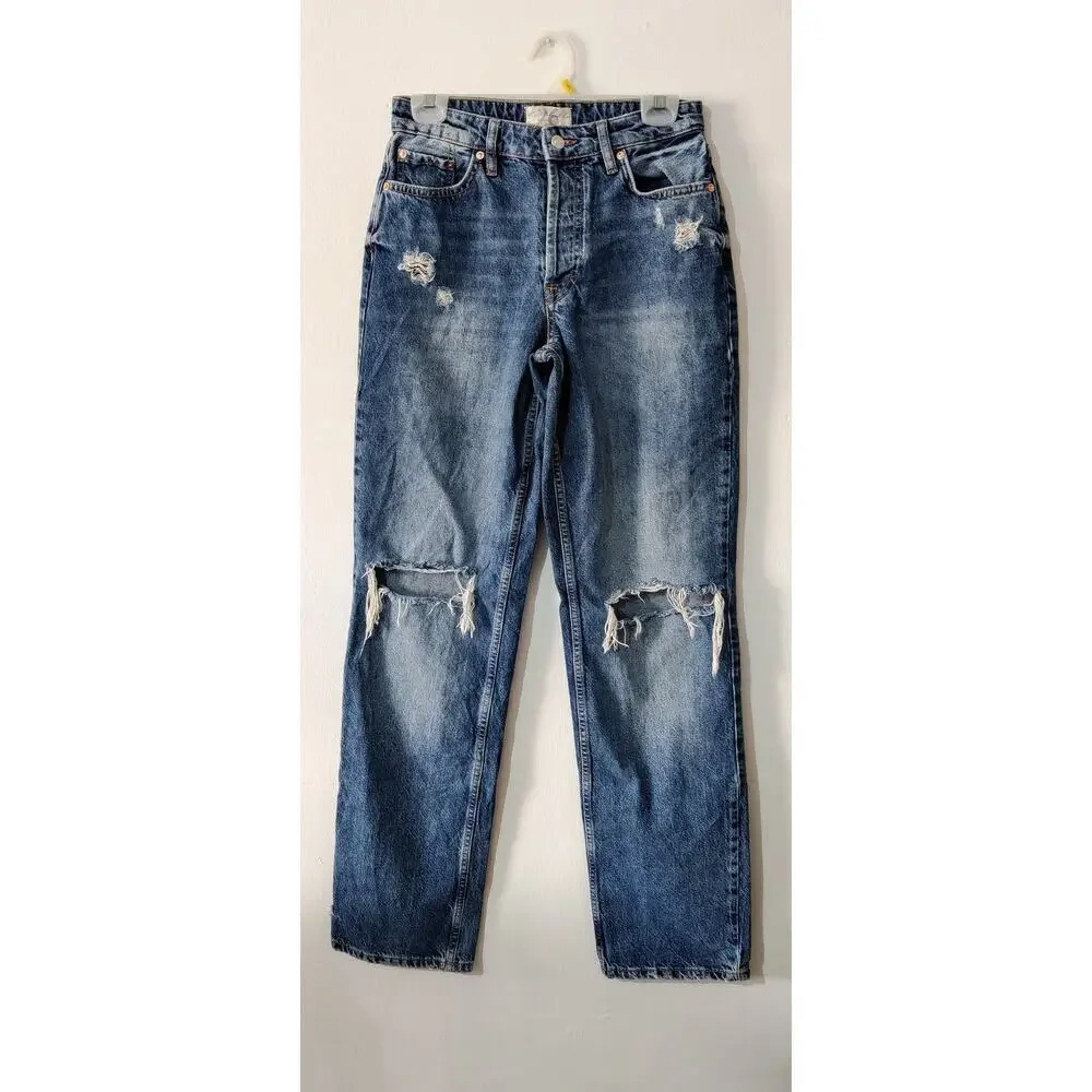 We The Free‎ Wild Flower High Rise Distressed Jeans Size 26 Button Fly